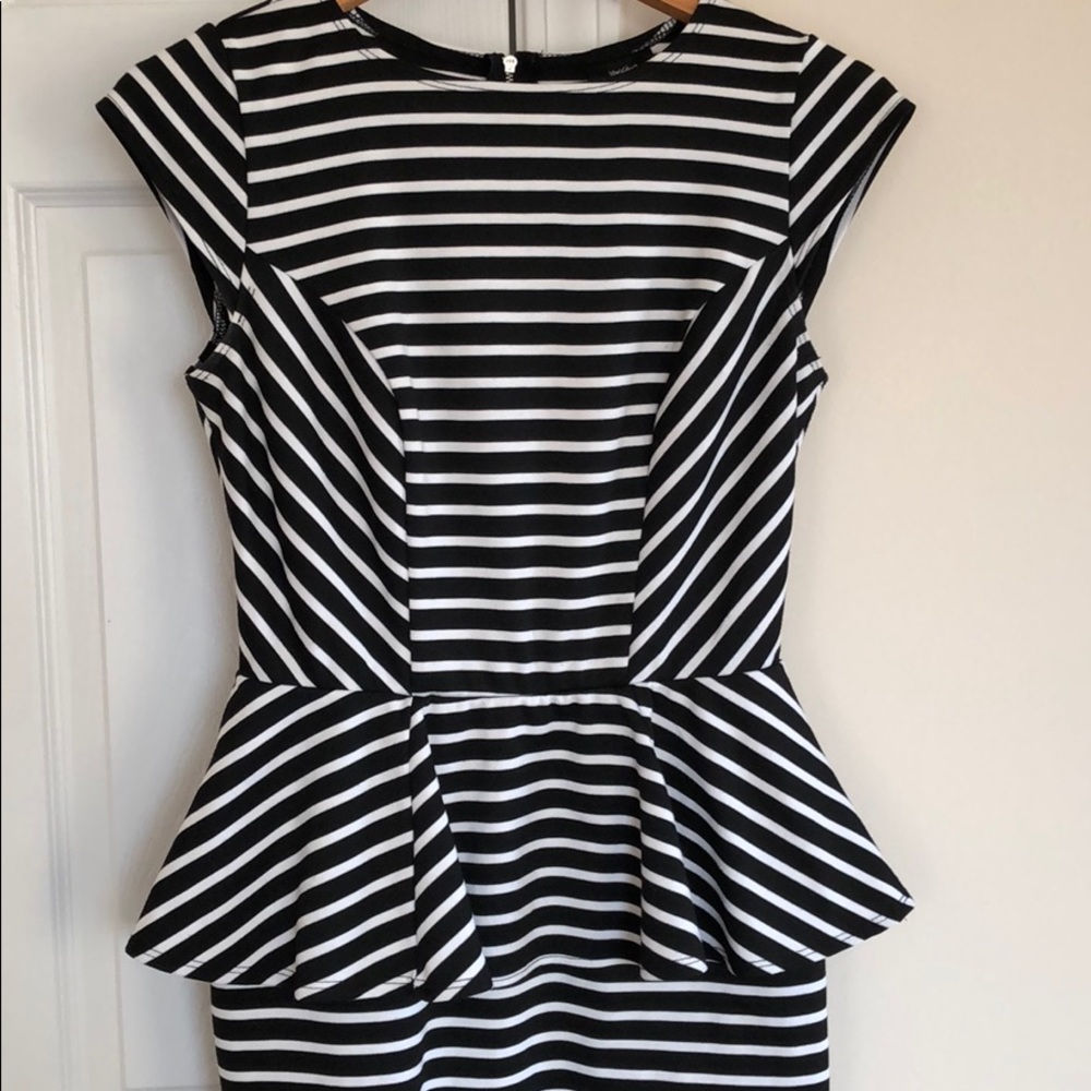 Mossimo black & white stripe peplum dress size‎ SM - Picture 2 of 4
